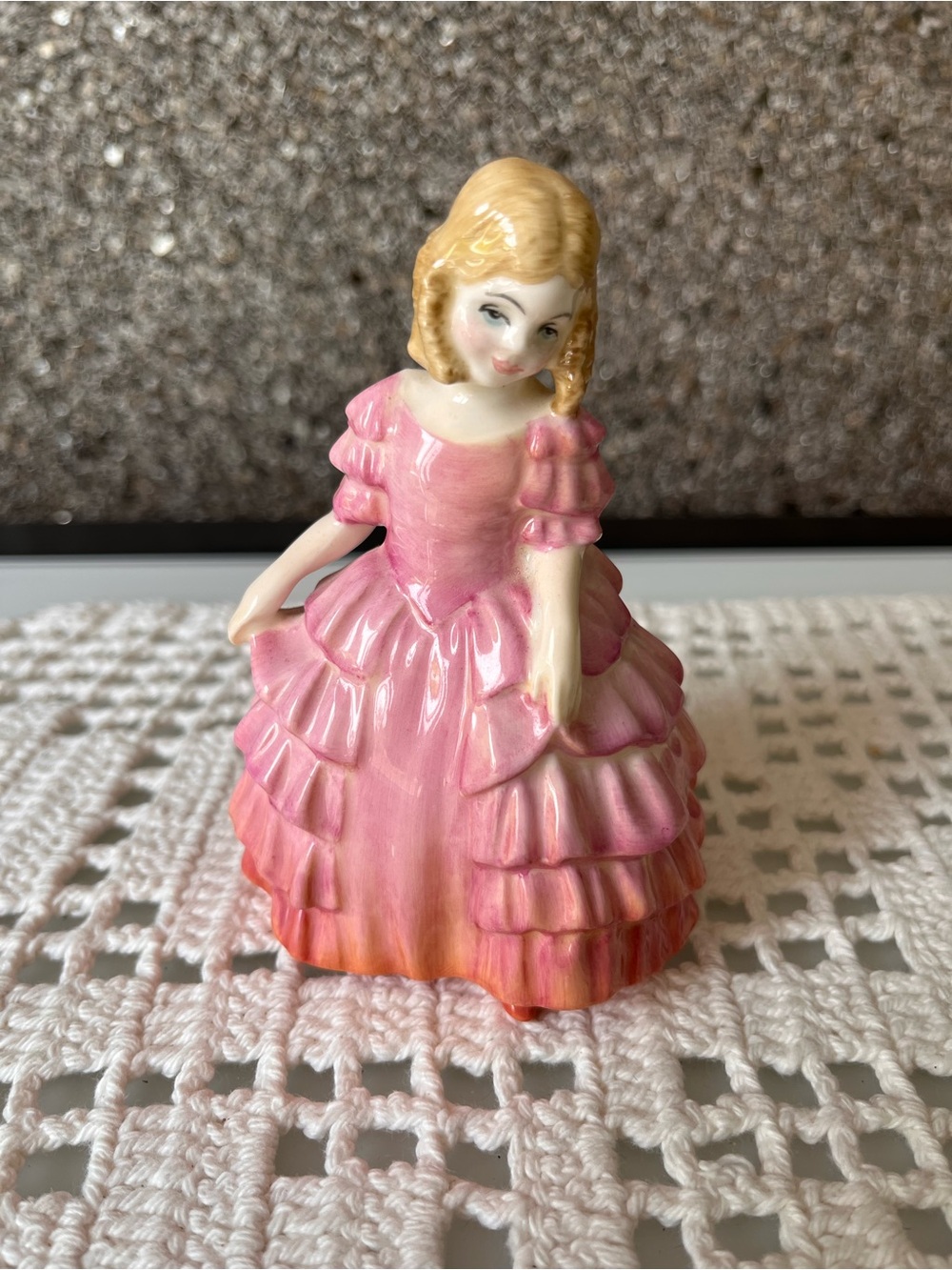 Royal Doulton Pink and Blonde Porcelain Lady Figurine - rose